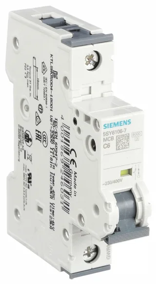 Siemens 5SY6106-7 — 1-Pole MCB (DIN Rail) (image 4)