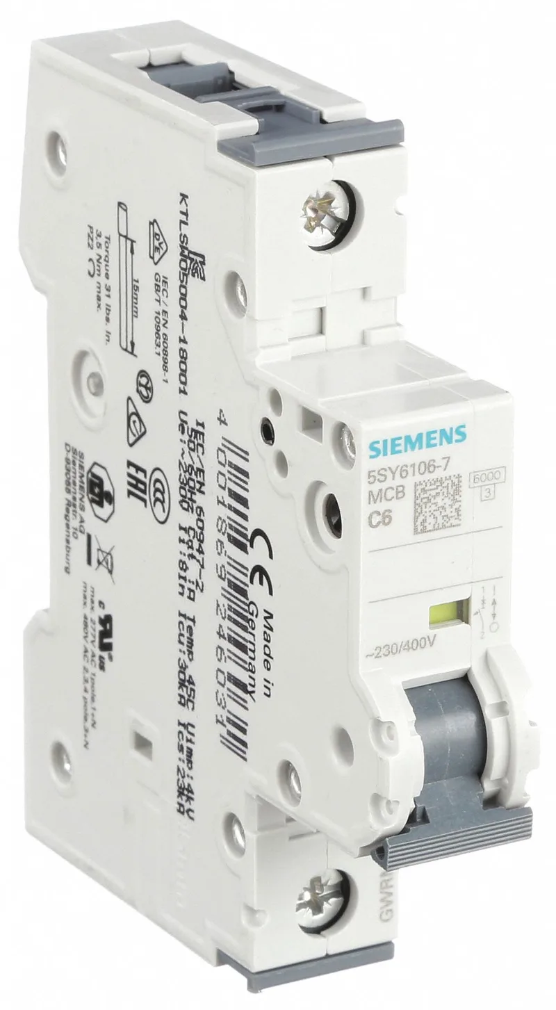 Siemens 5SY6106-7 — 1-Pole MCB (DIN Rail) (image 4)