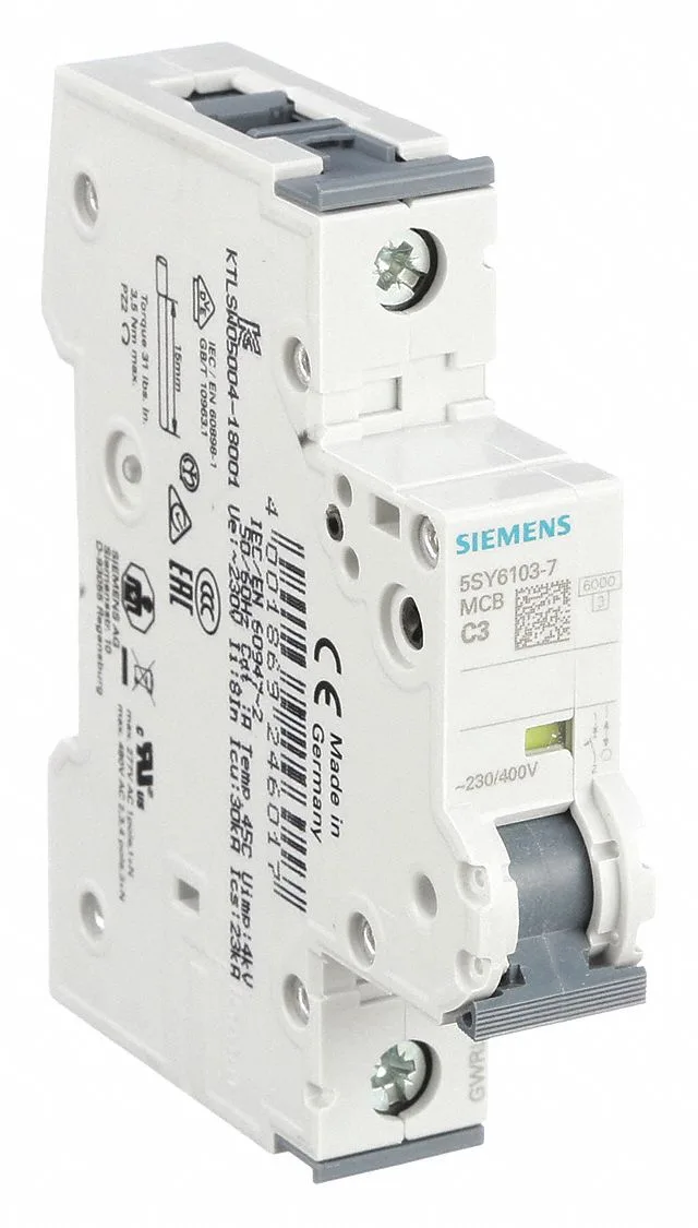 Siemens 5SY6103-7 — 1-Pole MCB (DIN Rail) (image 2)