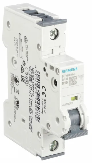 Siemens 5SY6110-6 — 1-Pole MCB (DIN Rail) (image 2)