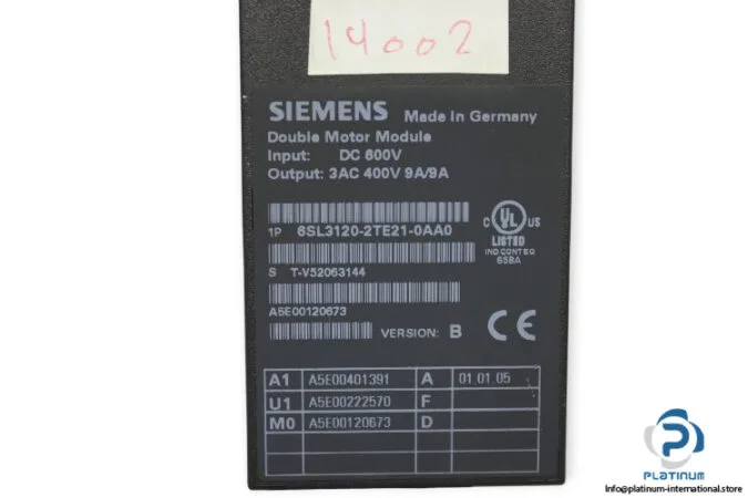 Siemens 6SL3120-2TE21-0AA0 — AC Drive (VFD) 600V (image 5)