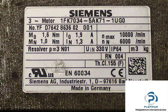 Siemens 1FK7034-5AK71-1UG0 — Servo Motors (image 5)