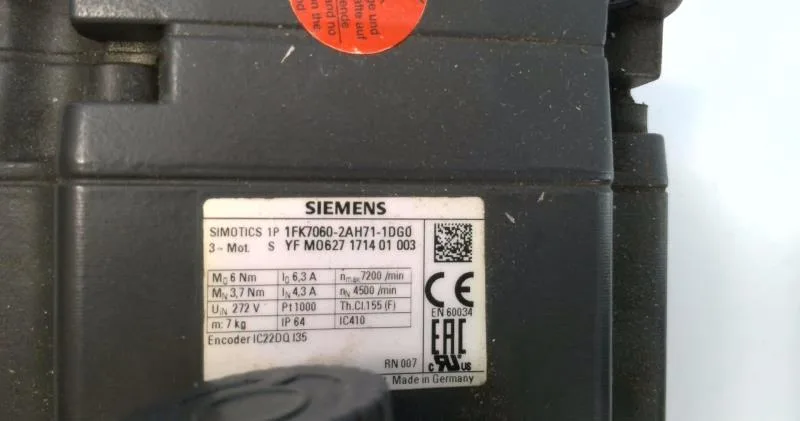 Siemens 1FK7060-2AH71-1DG0 — Servo Motors (image 2)