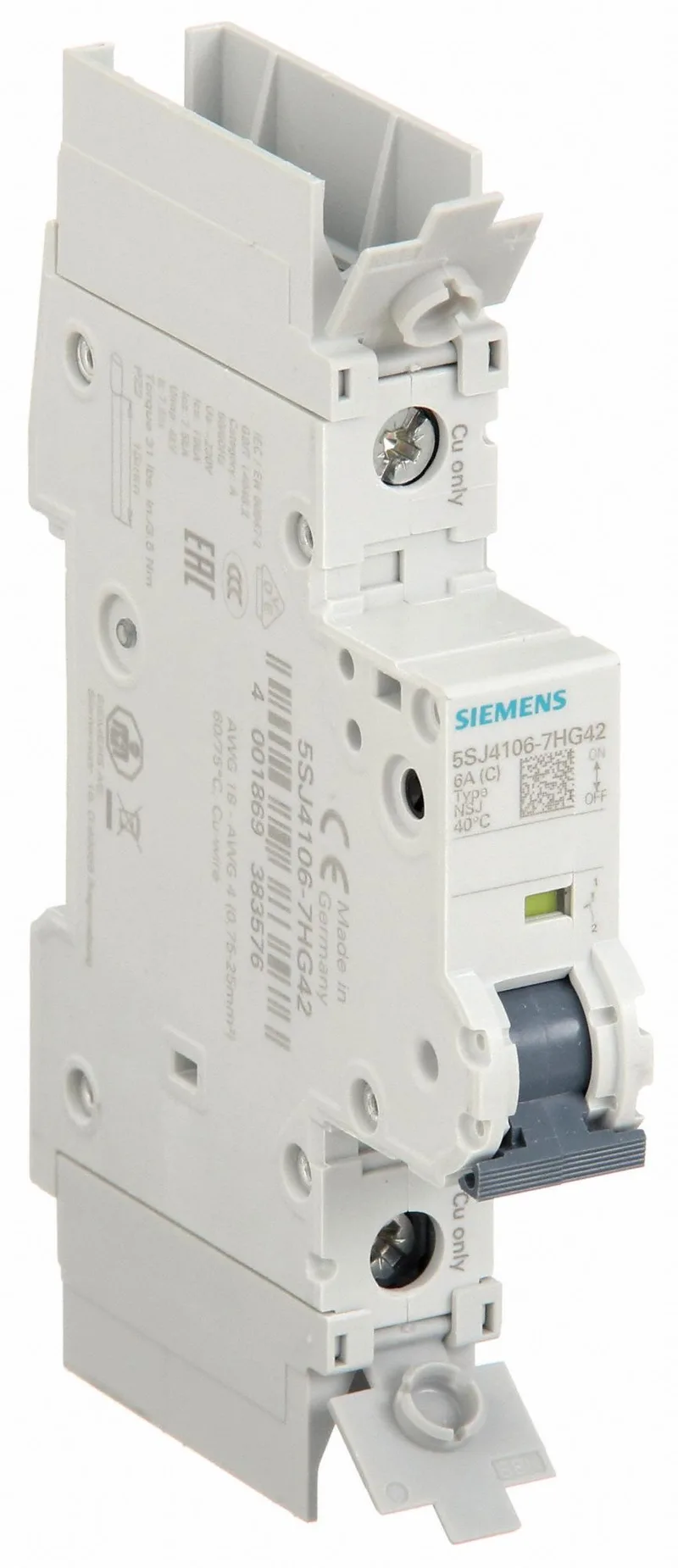 Siemens 5SJ4106-7HG42 — 1-Pole MCB (DIN Rail) (image 3)