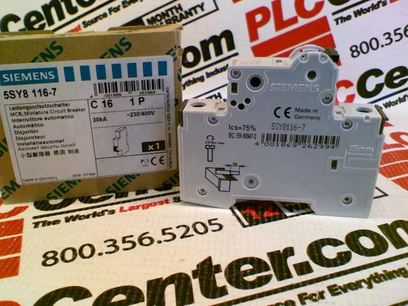 Siemens 5SY8116-7 — 1-Pole MCB (DIN Rail) (image 3)