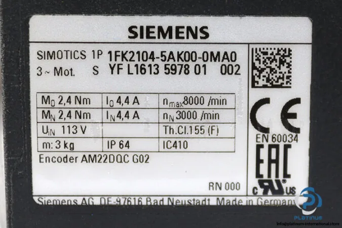 Siemens 1FK2104-5AK00-0MA0 (image 3)