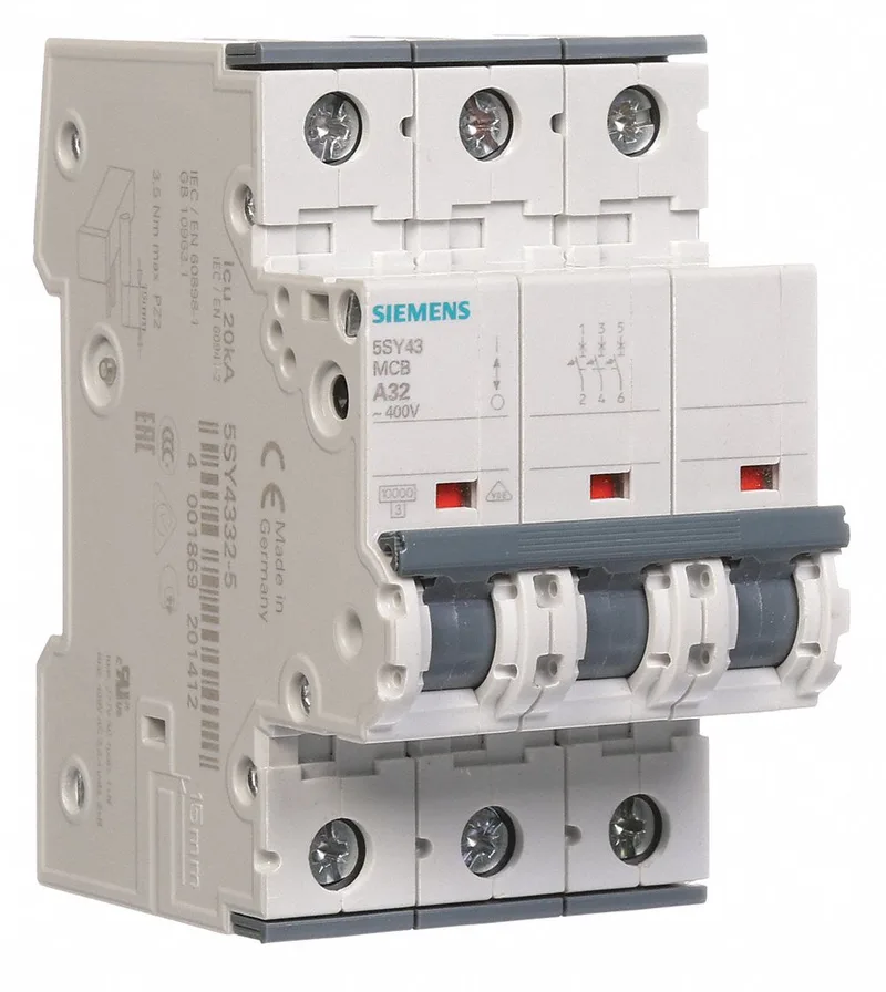 Siemens 5SY4332-5 — 3-Pole MCB (DIN Rail) (image 2)